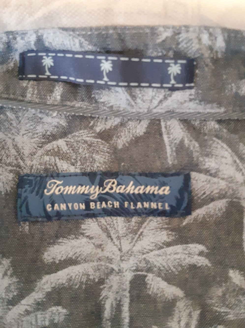 Tommy Bahama 4XLT Big & Tall "Linden Beach Flannel" Light Blue Palm Print - Picture 2 of 14